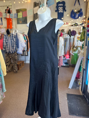 1920s Vintage Antique Flapper  Black Silk Dress Plus Size