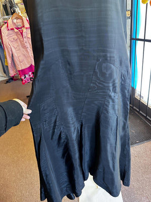 1920s Vintage Antique Flapper  Black Silk Dress Plus Size