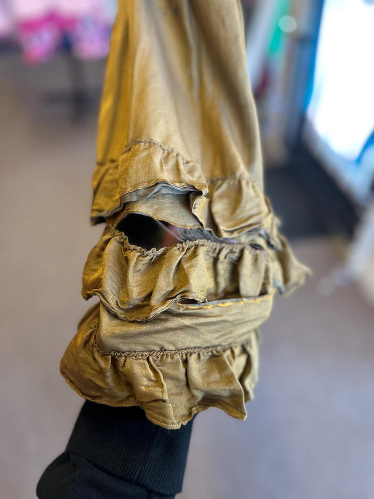 Shot Silk Antique Victorian Petticoat Olive Green Vintage Skirt AS IS ripped