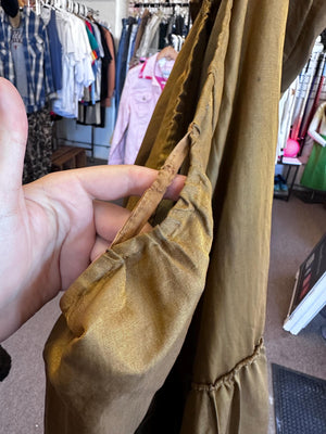 Shot Silk Antique Victorian Petticoat Olive Green Vintage Skirt AS IS ripped