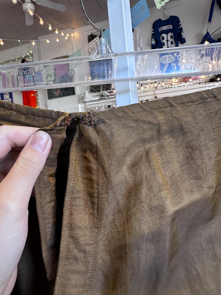Shot Silk Antique Victorian Petticoat Olive Green Vintage Skirt AS IS ripped