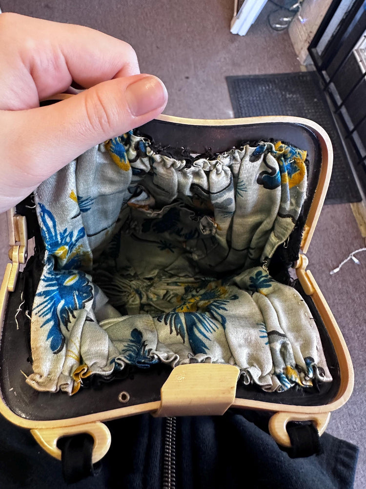 Art Deco Celluloid Embroidered Purse