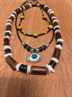 One (1) - 90s Y2k deadstock Puka Shell, Smiley Face, or Eyeball necklace for Men and Women