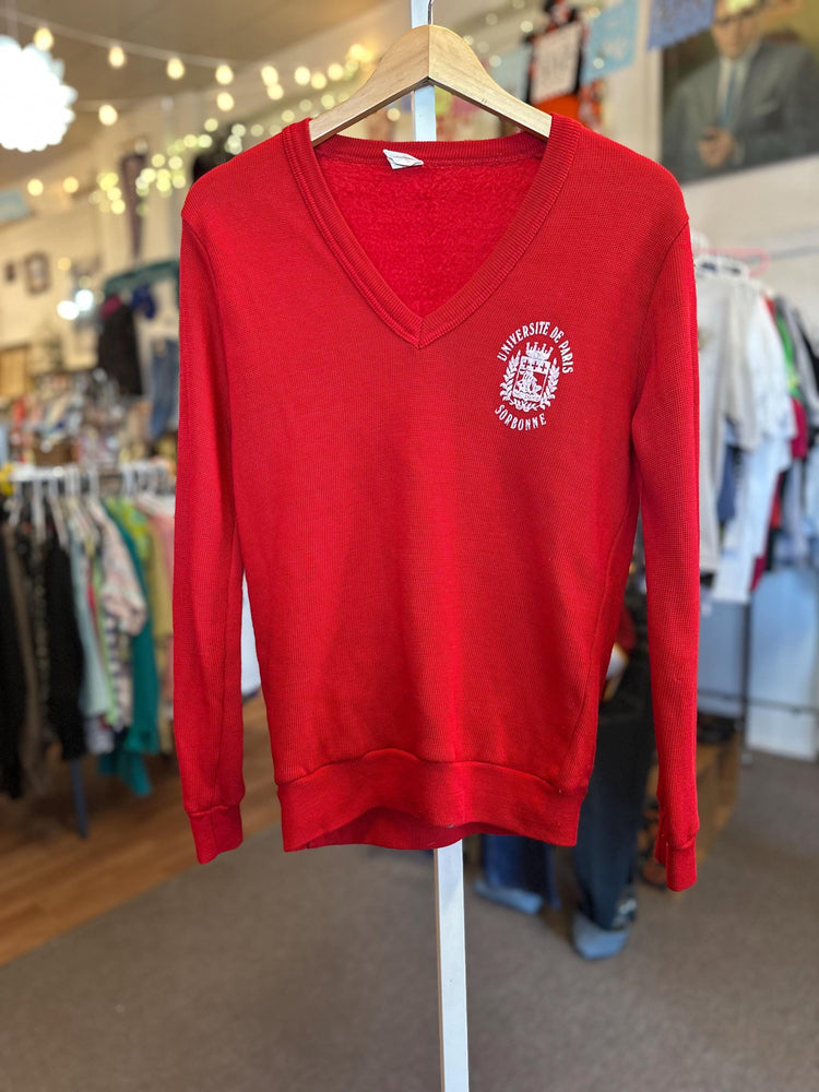 Vintage 1960's/70s University of Paris Universite de Paris V-neck sweater Size Small