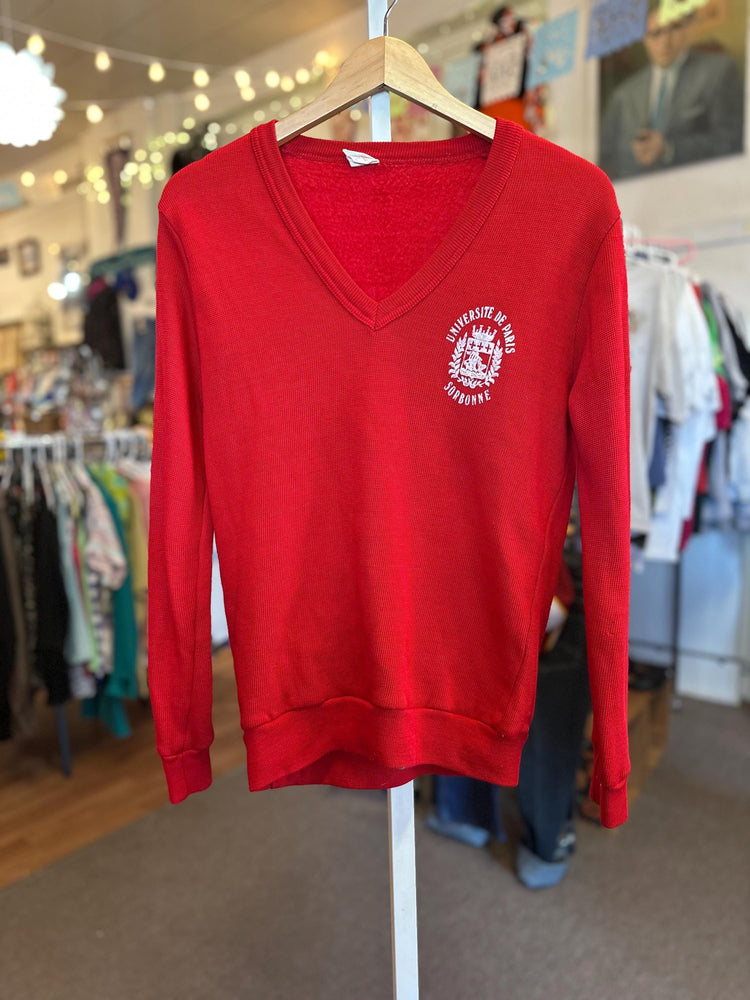 Vintage 1960's/70s University of Paris Universite de Paris V-neck sweater Size Small