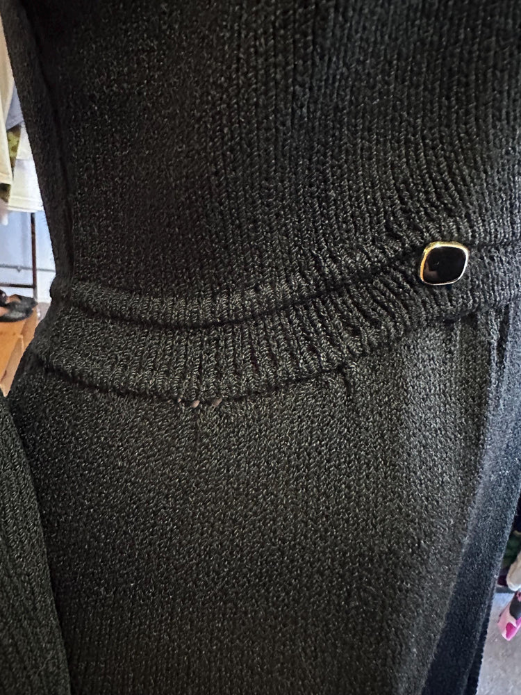 Iconic 1980s Vintage St. John Knit Dress – Faux Wrap Style with Accent Buttons