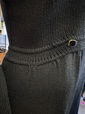Iconic 1980s Vintage St. John Knit Dress – Faux Wrap Style with Accent Buttons