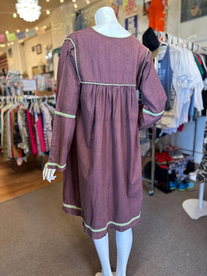 1970s Vintage Made in India 100% India Imports Cotton Dress with Bell sleeves small-large