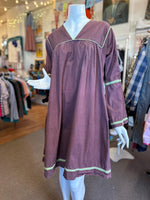 1970s Vintage Made in India 100% India Imports Cotton Dress with Bell sleeves small-large