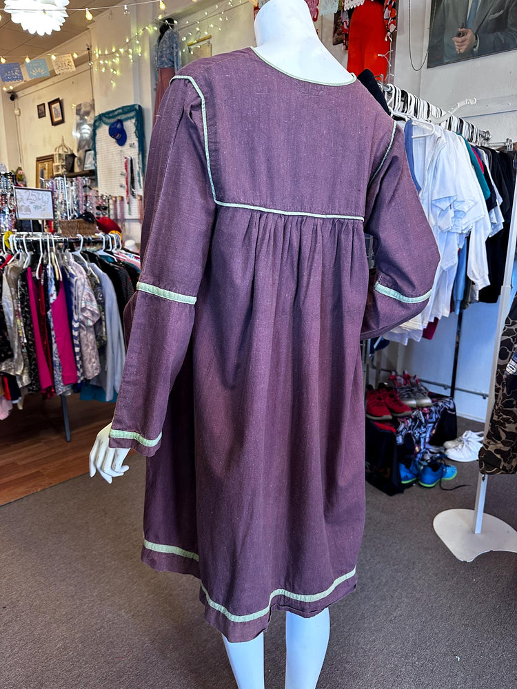 1970s Vintage Made in India 100% India Imports Cotton Dress with Bell sleeves small-large