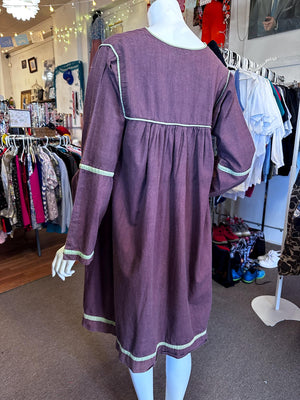 1970s Vintage Made in India 100% India Imports Cotton Dress with Bell sleeves small-large