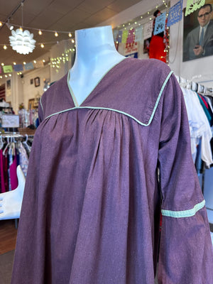 1970s Vintage Made in India 100% India Imports Cotton Dress with Bell sleeves small-large