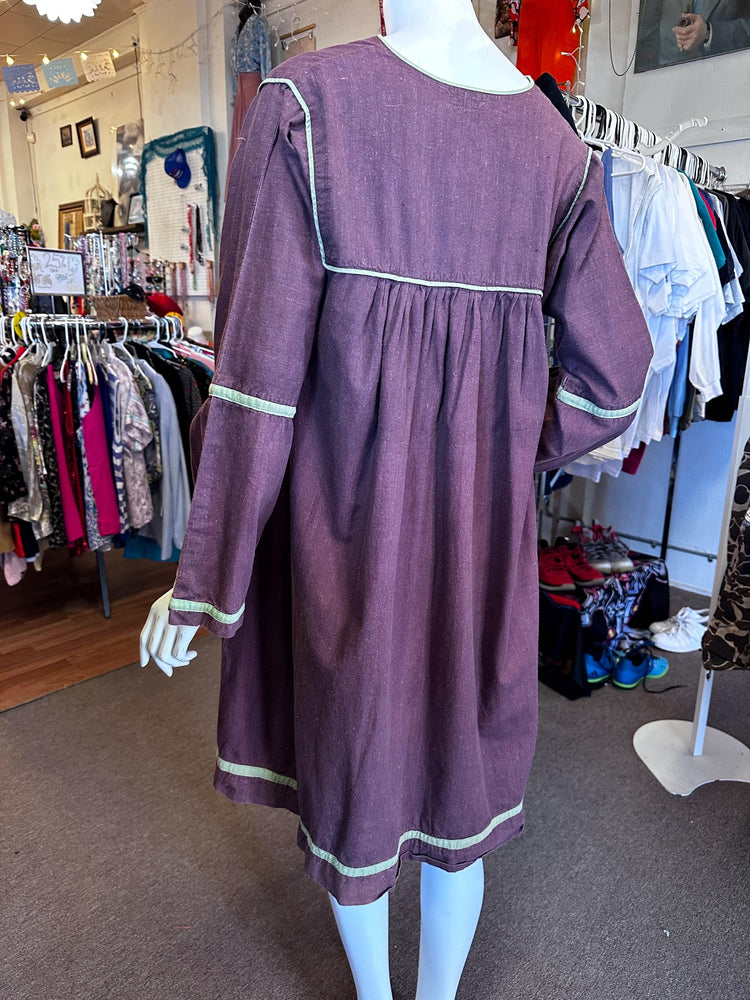 1970s Vintage Made in India 100% India Imports Cotton Dress with Bell sleeves small-large