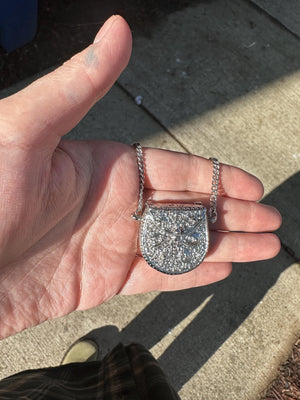 1990s DEADSTOCK VTG Silver Purse Necklace with Hidden Watch