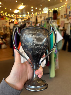 1920's Vintage Antique Jewish Girls Silver Plated Trophy