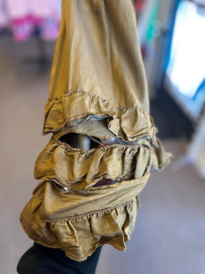 Shot Silk Antique Victorian Petticoat Olive Green Vintage Skirt AS IS ripped