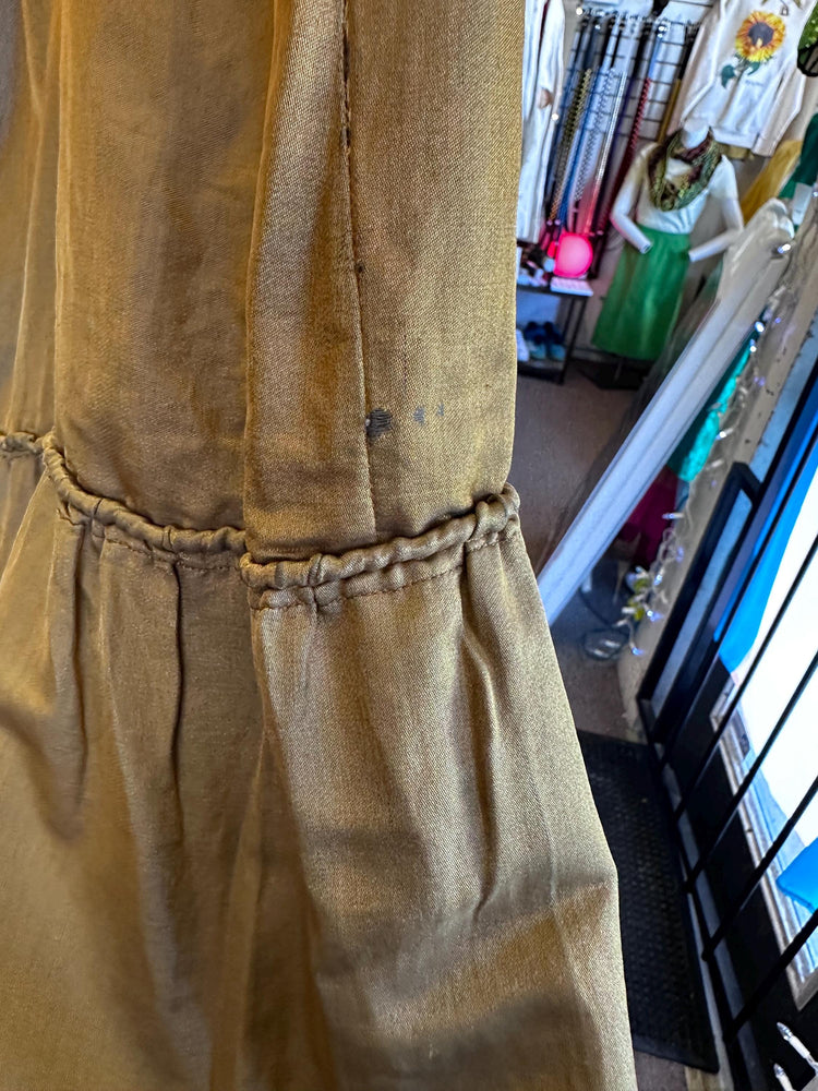 Shot Silk Antique Victorian Petticoat Olive Green Vintage Skirt AS IS ripped