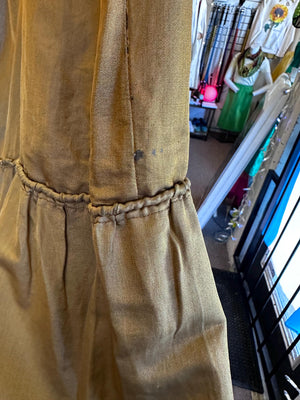 Shot Silk Antique Victorian Petticoat Olive Green Vintage Skirt AS IS ripped