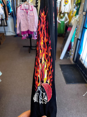 90s Vintage Y2K 3D Emblem Fire Motorcycle Culture Deadstock Longsleeve Ride It Like You Stole It