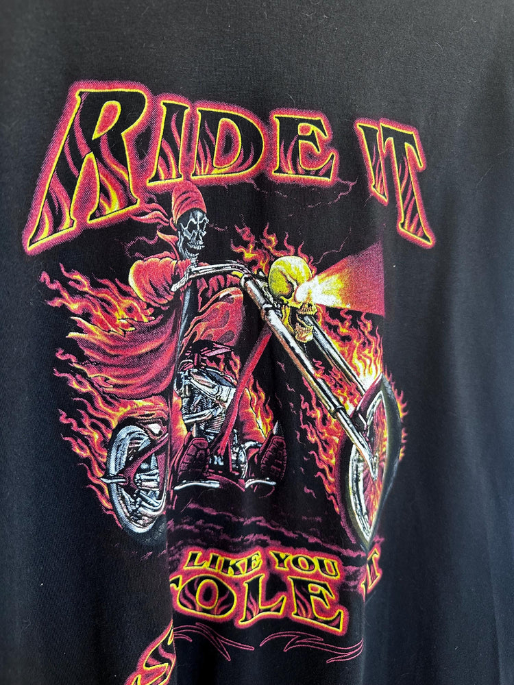 90s Vintage Y2K 3D Emblem Fire Motorcycle Culture Deadstock Longsleeve Ride It Like You Stole It