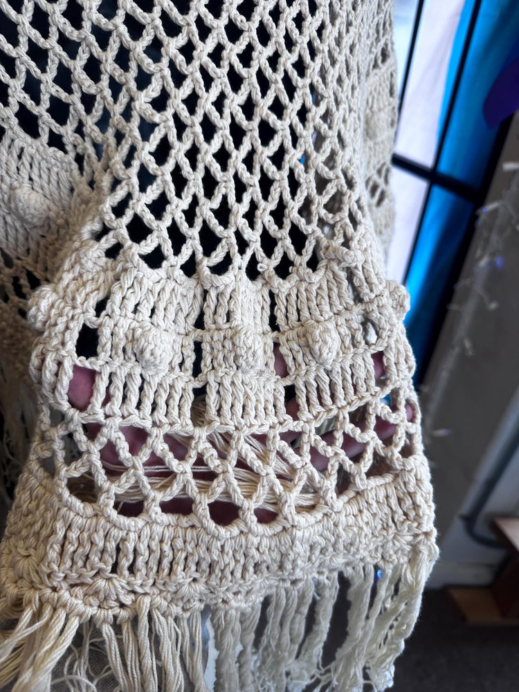 Vintage Hand Made Victorian Style Crochet Shawl OSFM