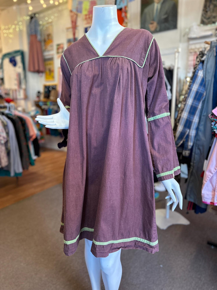 1970s Vintage Made in India 100% India Imports Cotton Dress with Bell sleeves small-large