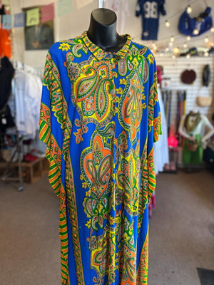 1970s Vintage Groovy Psychedelic Lounge Kaftan Retro