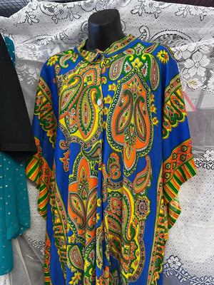 1970s Vintage Groovy Psychedelic Lounge Kaftan Retro