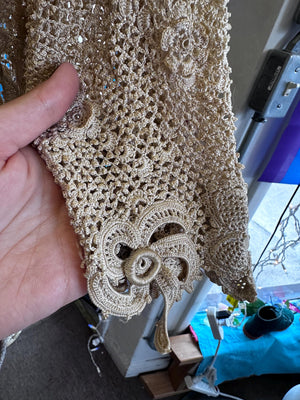ANTIQUE EDWARDIAN 1900s Turn of the Century Irish Crochet Lace Cardigan blouse S/M SALE