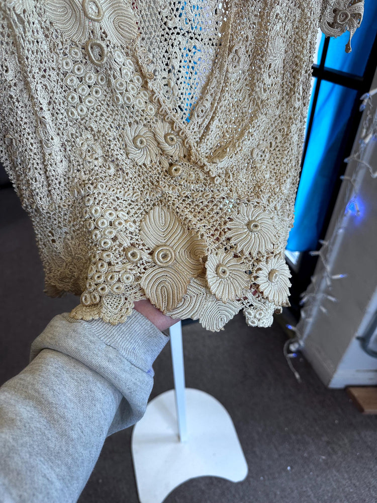 ANTIQUE EDWARDIAN 1900s Turn of the Century Irish Crochet Lace Cardigan blouse S/M SALE