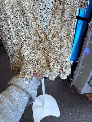 ANTIQUE EDWARDIAN 1900s Turn of the Century Irish Crochet Lace Cardigan blouse S/M SALE