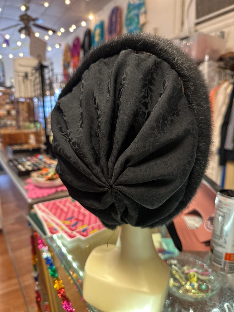 Vintage Silk/Satin Faux Fur Bonnet Antique Style