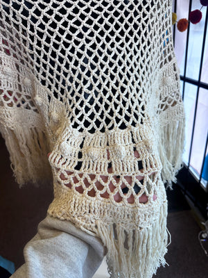 Vintage Hand Made Victorian Style Crochet Shawl OSFM