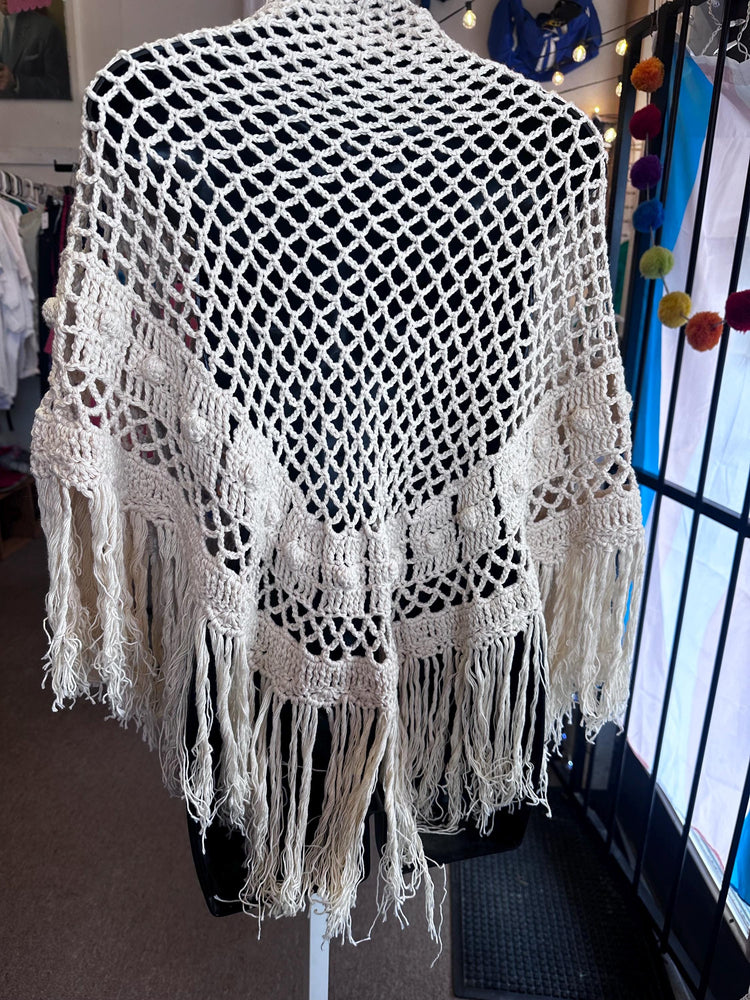 Vintage Hand Made Victorian Style Crochet Shawl OSFM