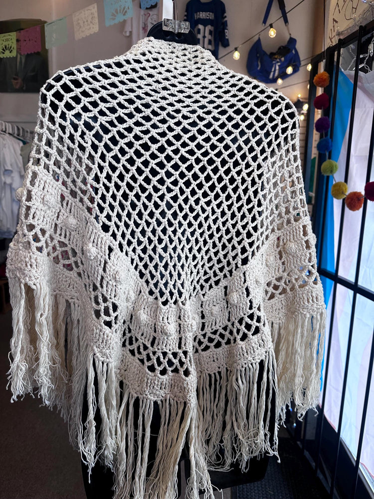 Vintage Hand Made Victorian Style Crochet Shawl OSFM