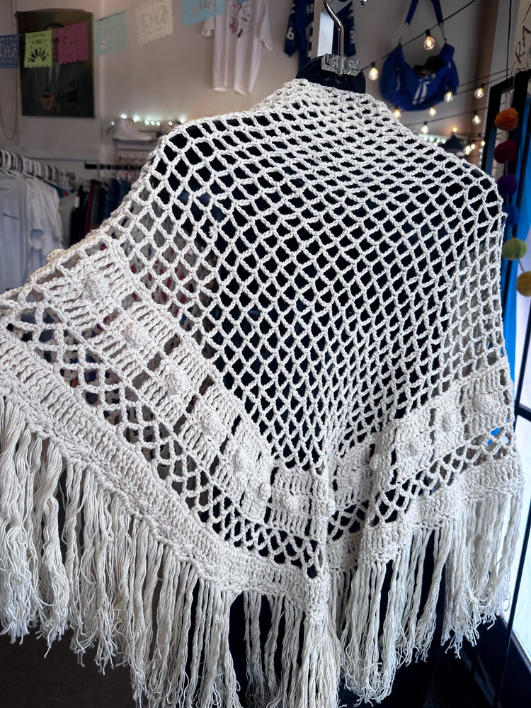 Vintage Hand Made Victorian Style Crochet Shawl OSFM