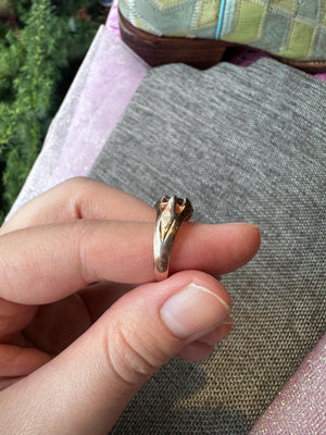 Antique Rare 1930's Men's Art Deco Garnet Gold Vermeil over Sterling Silver 925 Size 6.5