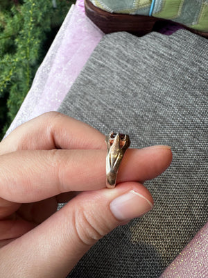 Antique Rare 1930's Men's Art Deco Garnet Gold Vermeil over Sterling Silver 925 Size 6.5