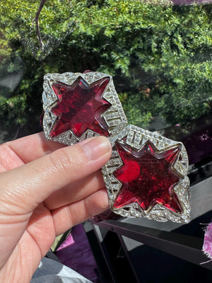 1920s Vintage Art Deco Glitter Lucite Starburst Belt Buckle with Rhinestones – As-Is