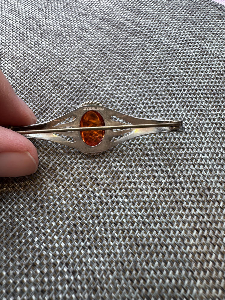 Vintage Sterling Silver Dragon’s Breath Bar Pin – 2.5” Long, 6.7g