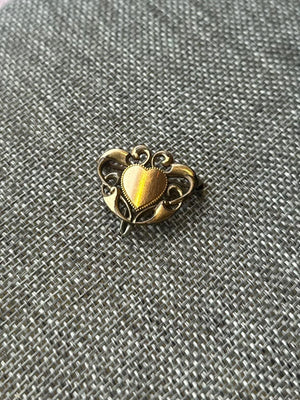 Antique Victorian Edwardian Heart Brooch Pin – “DS Co” Stamped, 1”