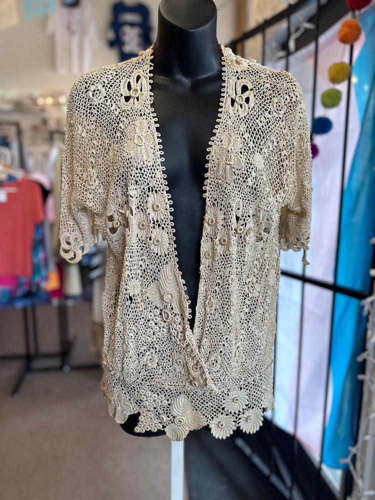 ANTIQUE EDWARDIAN 1900s Turn of the Century Irish Crochet Lace Cardigan blouse S/M SALE