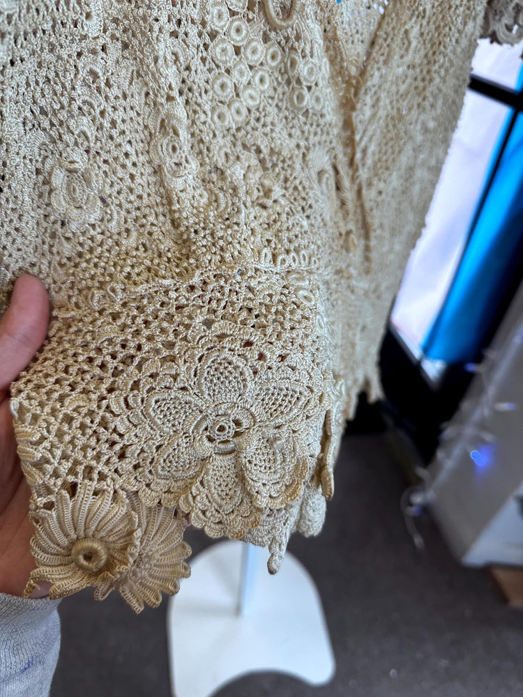 ANTIQUE EDWARDIAN 1900s Turn of the Century Irish Crochet Lace Cardigan blouse S/M SALE