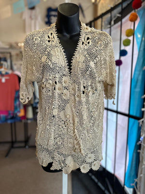 ANTIQUE EDWARDIAN 1900s Turn of the Century Irish Crochet Lace Cardigan blouse S/M SALE