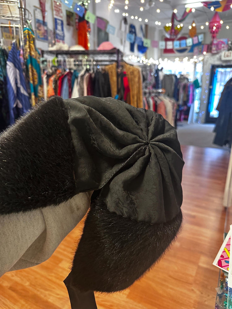 Vintage Silk/Satin Faux Fur Bonnet Antique Style