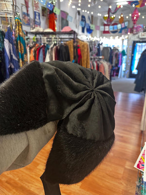 Vintage Silk/Satin Faux Fur Bonnet Antique Style