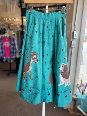 Vintage 1950s Disney “Lady and the Tramp Handmade Novelty Super Rare Rockabilly Circle Skirt