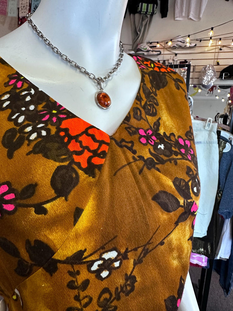 1970's RARE Women's Two Piece Disco Groovy Floral Tunic and Flare Pants VINTAGE size Small