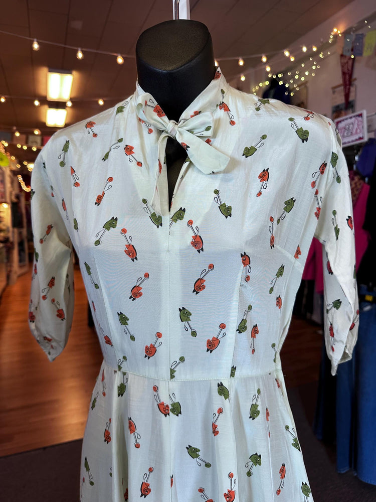 UNIQUE Vintage 1950's Handmade Hobby Horse Mary Blair Inspired Fabric Dress XS
