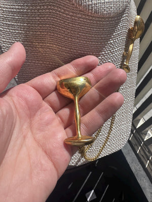 1950s Wedding Anniversary Antique Champagne New Years Goblet Mens or Womans Sweater brooch or Cape Closure